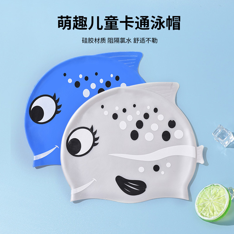 1PC Cute Cartoon Fish Print Si - Swim Cap Silicone ulasan dan harga