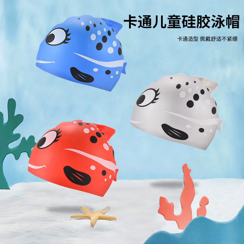 1PC Cute Cartoon Fish Print Si - Swim Cap Silicone ulasan dan harga