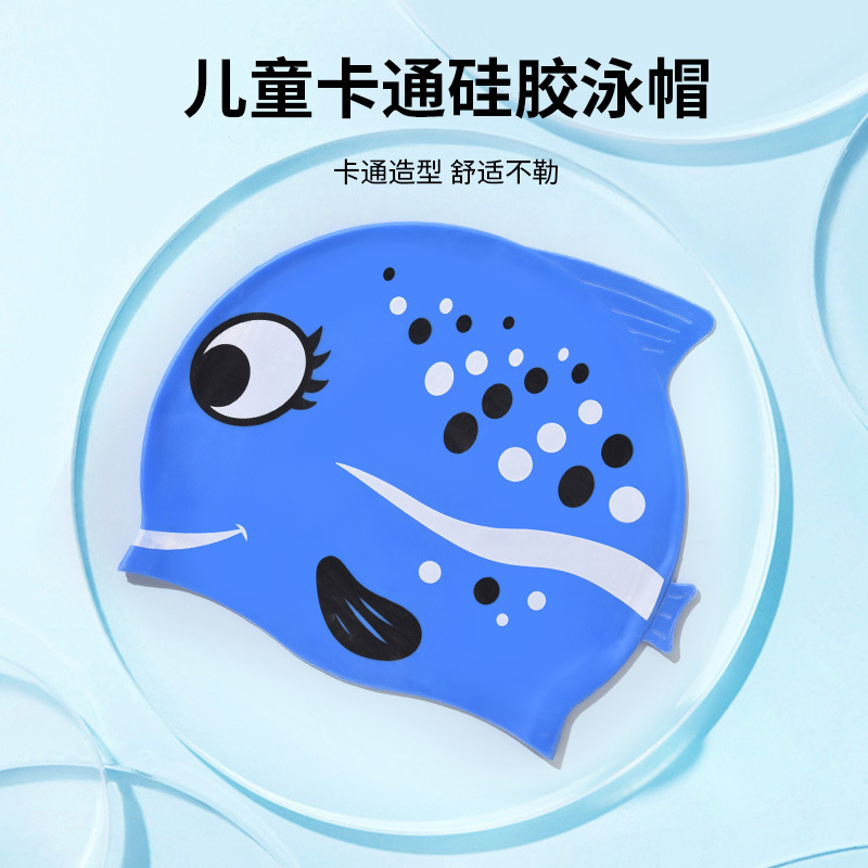 1PC Cute Cartoon Fish Print Si - Swim Cap Silicone ulasan dan harga